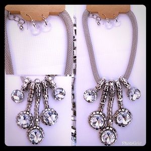 Silver and bling Drip necklace and earrings